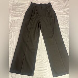 Elegant Gray Wide Leg Straight Dress Women's Pants Size Sm Funyyzo